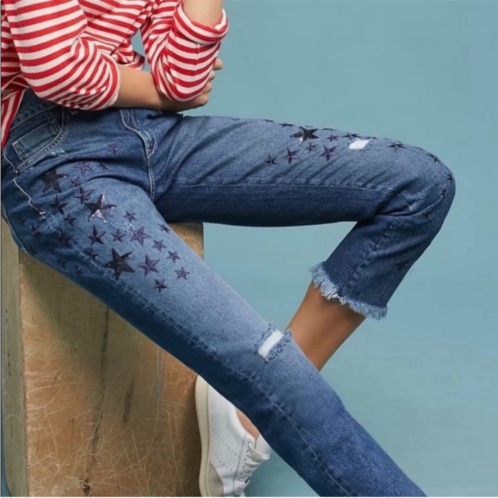 Pilcro and the Letterpress Starry Blue Cropped Jeans Slim Boyfriend  31